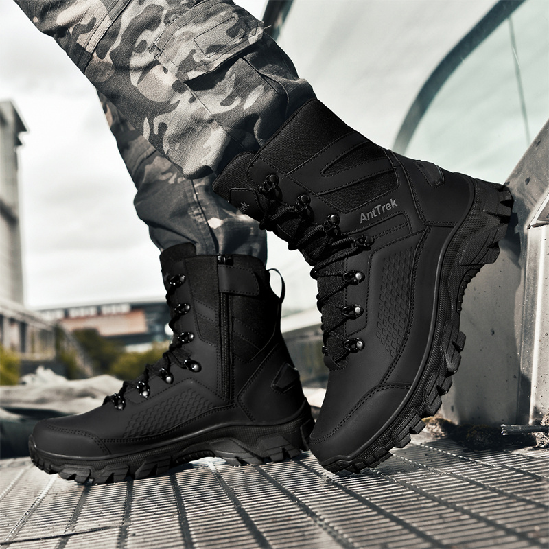Men'S Shoes No Laces - 2025 New Tactical Boots Men Boots