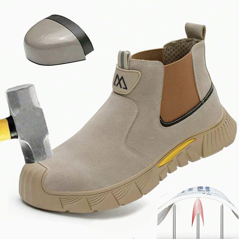 Men'S Shoes No Laces - Wear Resistant Durable Steel Toe Work