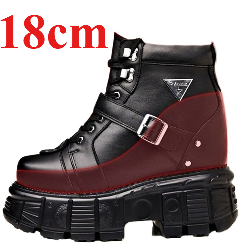 Men'S Shoes No Laces - Genuine Leather Motorcycle Boots Shoes for