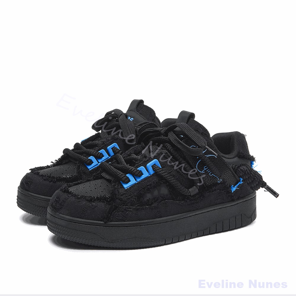 Black Frayed Raw Edge Platform - Men Shoes Black recension och pris