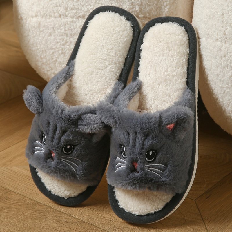 Cute Cat Plush Flip Flops For  - Men Shoes On Sale recension och pris