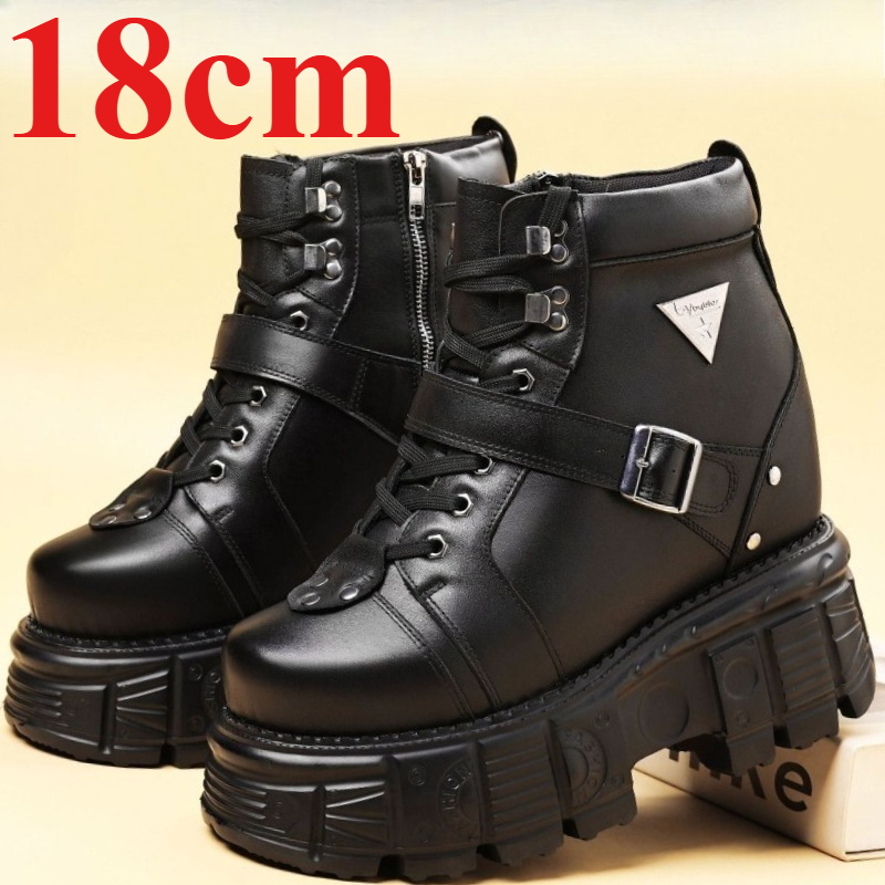 Genuine Leather Motorcycle Boo - Men'S Shoes No Laces recension och pris